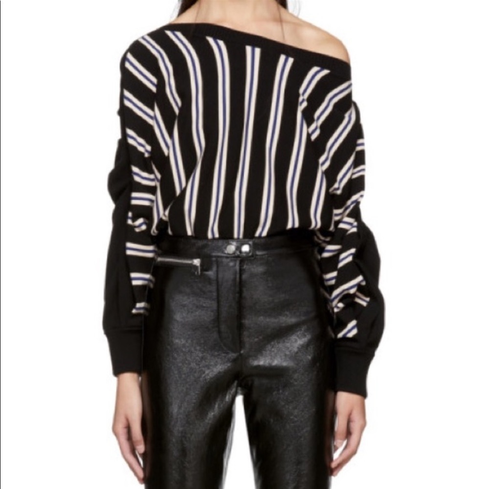 3.1 Phillip Lim 3/4 Sleeve Stretch Striped Pullover